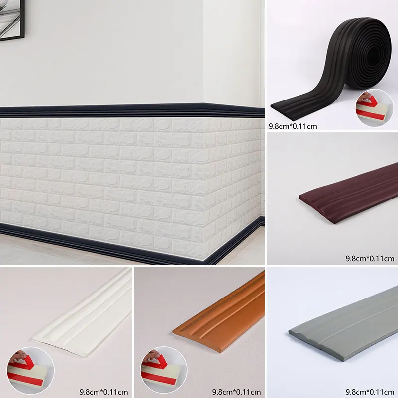 

5M/ 1M Waterproof Foam Baseboard Waistline Self-adhesive DIY Floor Skirting Border Living Room Bedroom Wall Decoration one piece