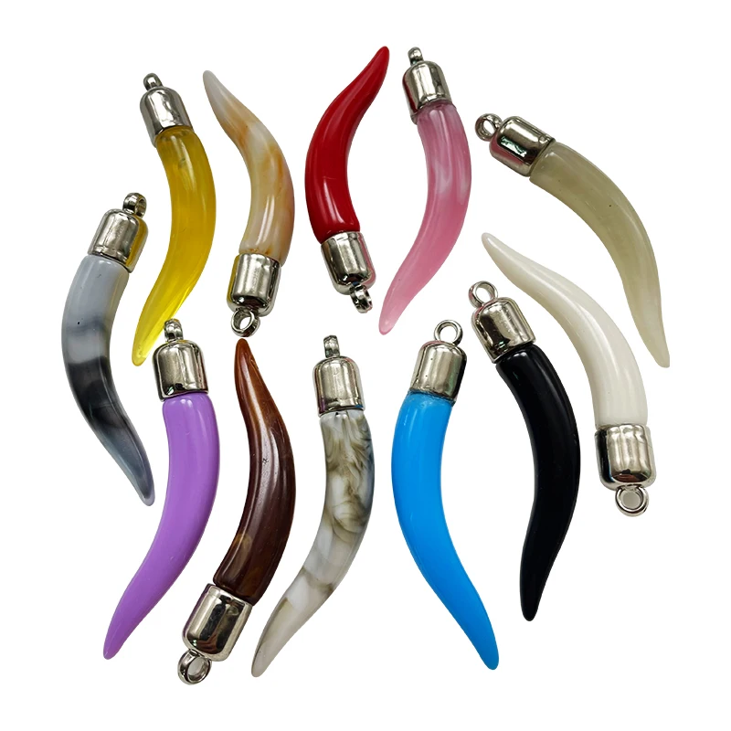 

10pcs Charm Acrylic Ivory Multi-color Pendant Jewelry Making DIY Handmade For Necklace Accessories Men And Women Wear Wolf Tooth