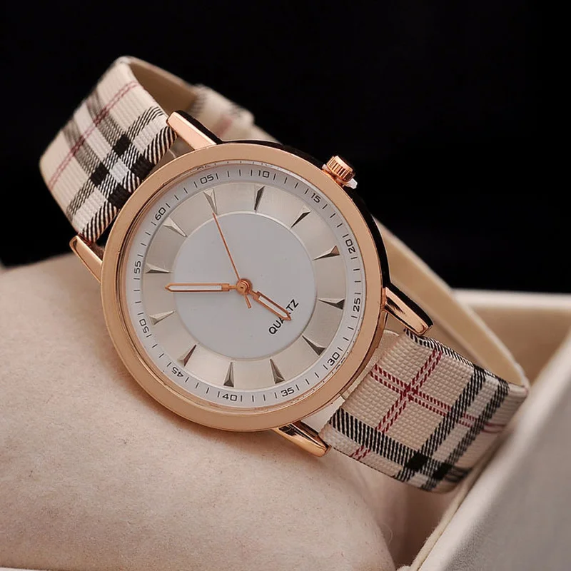 

New Brand Luxury Fashion Quartz Ladies Watch Plaid Clock Rose Gold Dial Dress Casual Wristwatch Relogio Feminino Women Watches