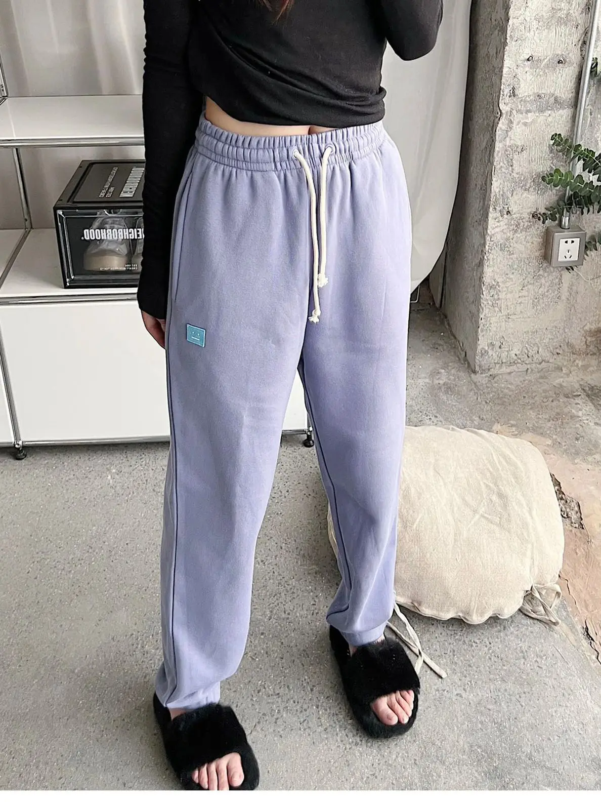 

Women Trousers Elastic Waist Solid Color Drawstring Casual Spring Autumn Jogger Pants