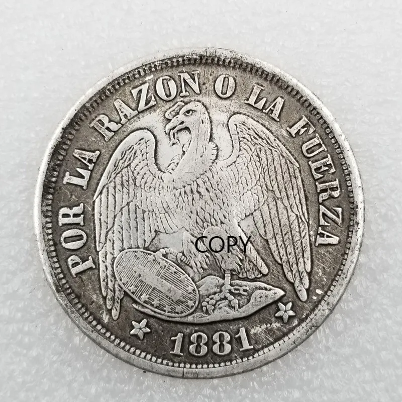 

Mexico 1881 Silver Plated Commemorative Collector Coin Gift Lucky Challenge Coin COPY COIN