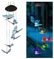 wind chimes outdoor color changing solar mobile wind chime waterproof solar powered led hanging lamp for outdoor garden festiva