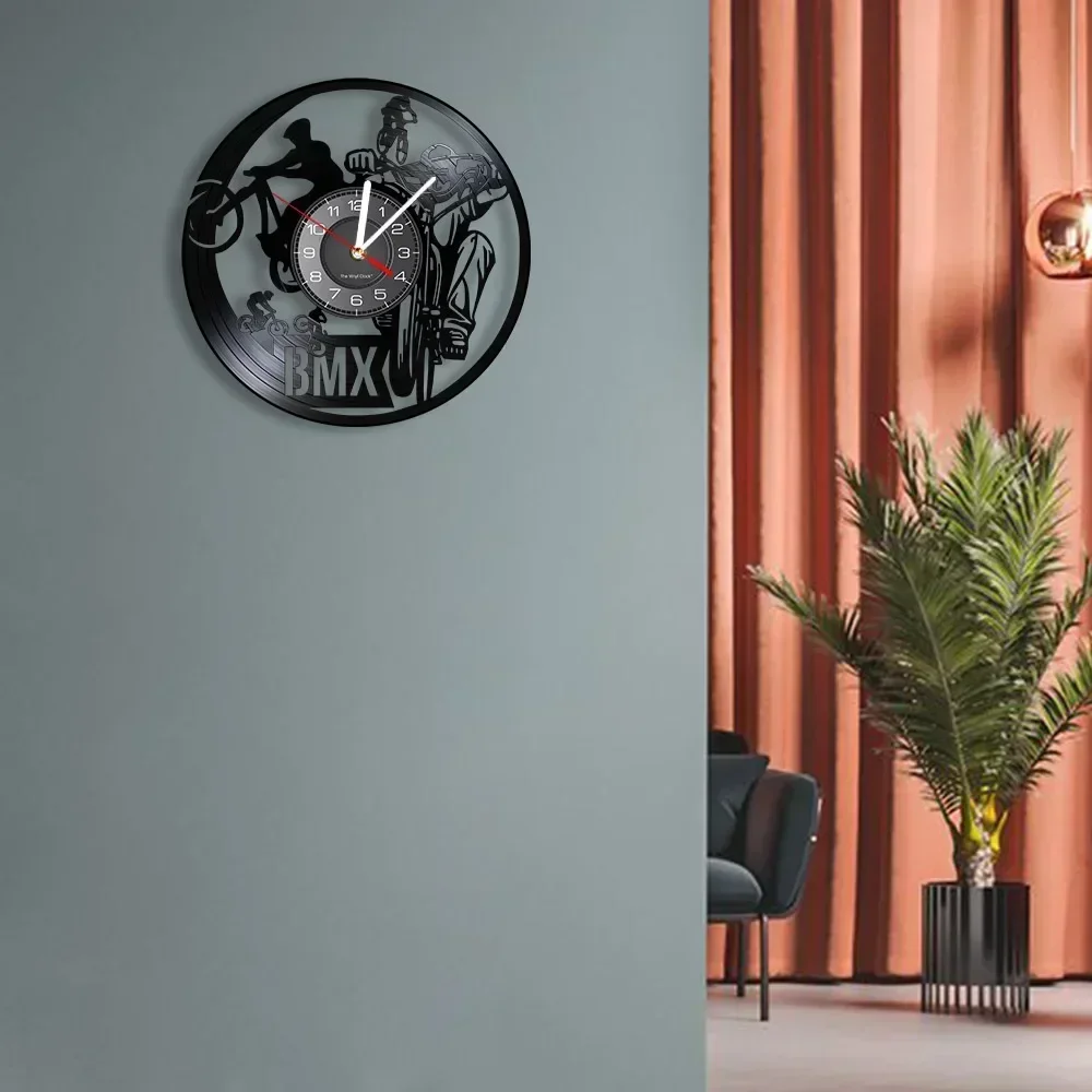 Настенные часы для горного велосипеда виниловые спортивные светящиеся