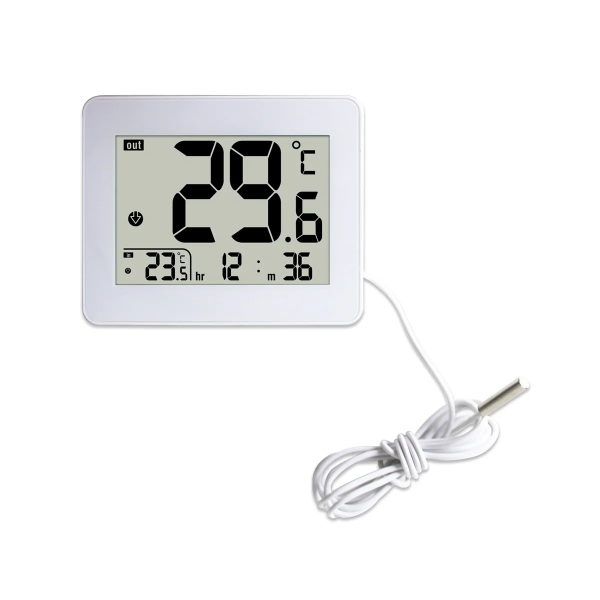 

Digital Double Thermometer Outdoor Indoor Thermometer Elderly Children's Room Electronic Temperature Controller White