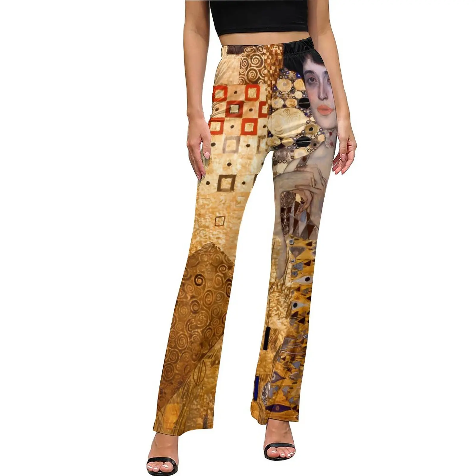 

Художественные брюки Gustav Klimt, портрет аделе, элегантные расклешенные брюки с завышенной талией, Осенние индивидуальные стандартные женские брюки, подарок на день рождения