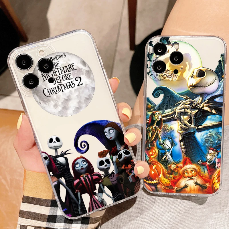 

Disney Before Christmas Skull Phone Case For Apple iPhone 14 13 12 11 SE XS XR X 7 8 6 5 Plus Pro MAX 2020 Transparent Cover