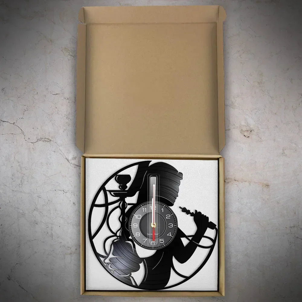 Настенные часы с виниловой пластиной для кальяна художественное искусство на