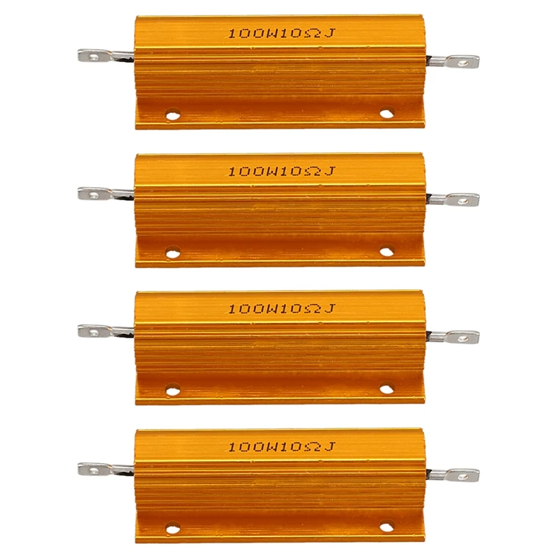 

4X Gold Aluminum Clad Power Resistor Resistance 100W, 10 Ohm 10R