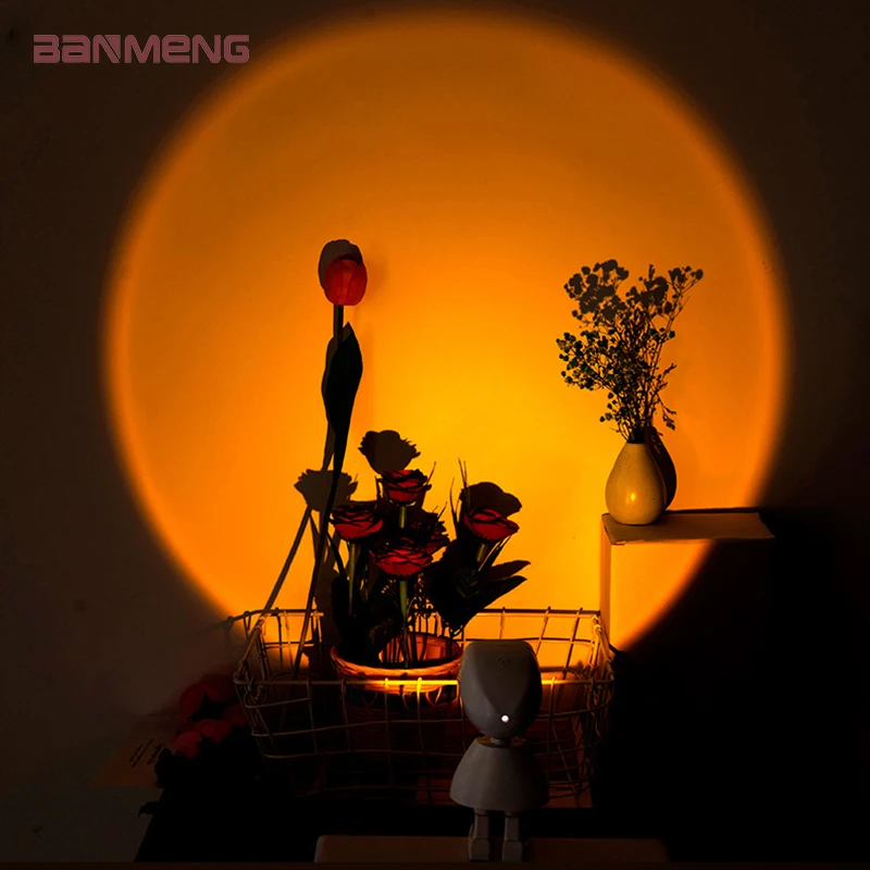 

2021 New LED Table lamp Rainbow Sunset Sun Night light Spotlight desk lamp indoor home decoration projection Atmosphere color