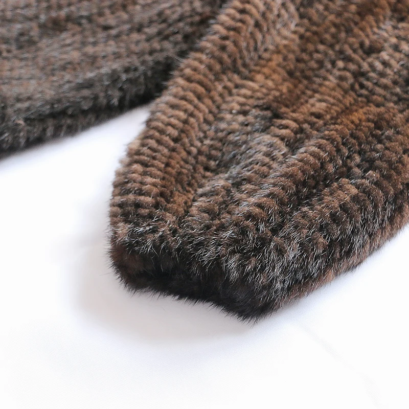 Новая стильная женская куртка из натурального меха норки модное вязаное