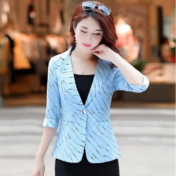 2023 Autumn and New Small Suit Women Seven Sleeve Thin Coat Casual Slim Top Women's Summer Wear