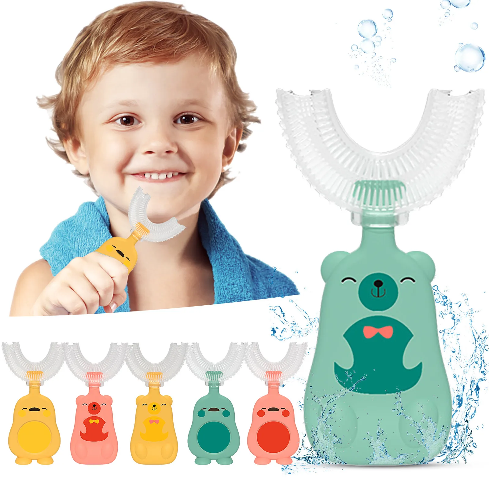 

2 Pieces Children’s U-shape Toothbrush For 360° Thorough Cleansing Whitening Massage Toothbrush U- Type Modeling Toothbrush