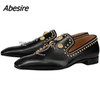 new patent leather casual men shoes black studded business luxury designer loafers shoes men rivet british zapatillas hombre