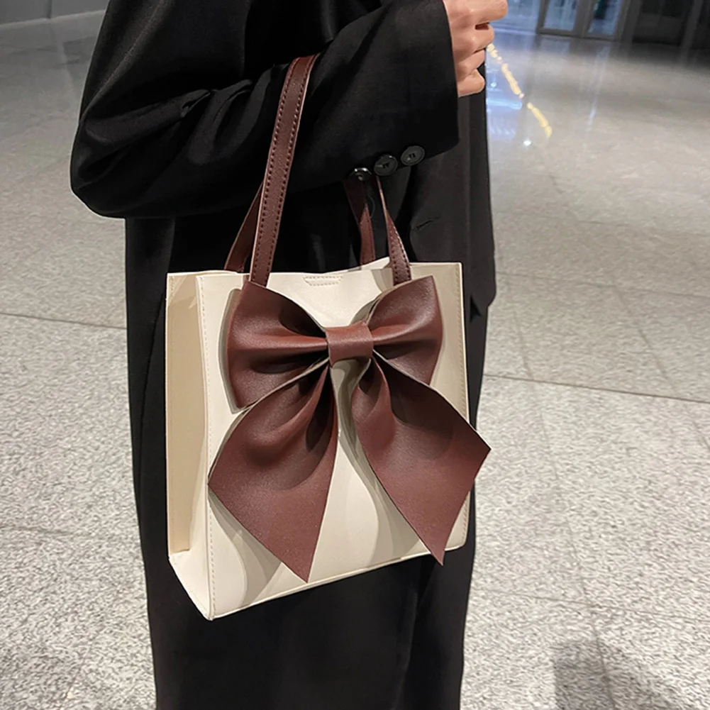 

Женская сумка-тоут через плечо из ПУ кожи с бантом