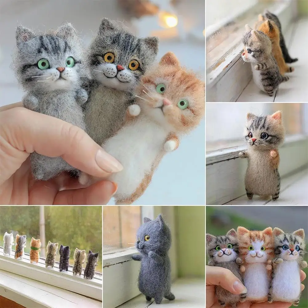 

Finished Siamese Cute Tabby Civet Wool Women Handmade Needle Felt Kit Package Diy Gift For Kids Z1o1