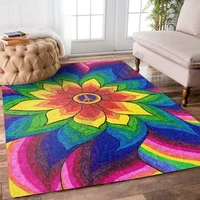 hippie fabulous sun with sunflower area rug 3d print room mat floor anti slip carpet home decoration themed living room carpet 2