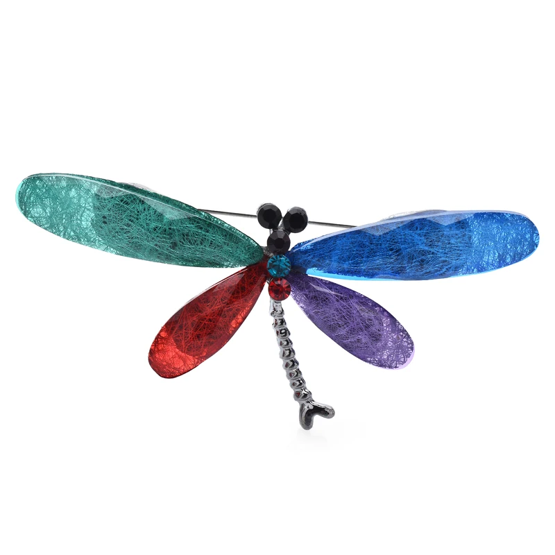 

Wuli&baby 6-color Dragonfly Brooches For Women Unisex Classic Acrylic Beauty Insects Party Office Brooch Pin Gifts