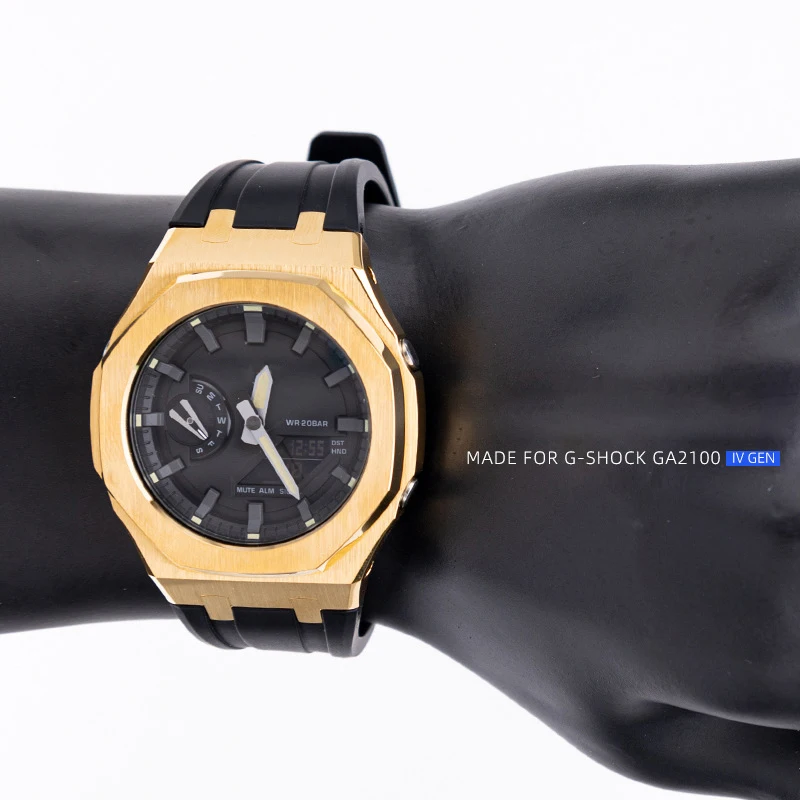 4rd Modification Kit for Casioak GA2100 Mod Kit Stainless Steel Case Screws Watch Band for GA-2100/2110 Metal Bezel Rubber Strap