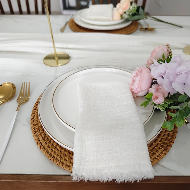 

10 pcs per set off white cotton guaze napkins for wedding decoration white table tea towels dinning table cheesecloth napkin