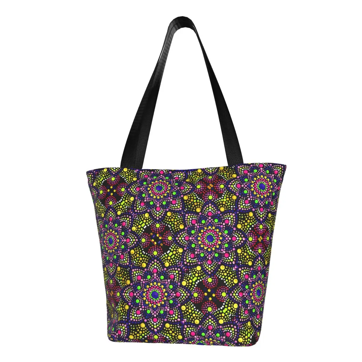 

Colorful Mandala Shopper Bag Dots Print Shopping Bags Female Outdoor Polyester Tote Bag Aesthetic Custom Handbags