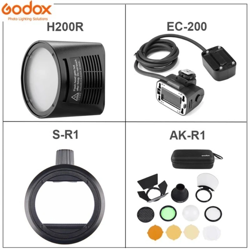

Godox AD200 Flash Accessory EC-200 WITSTRO H200R Round Flash Head Extension Head AK-R1 Color Temperature Reflector Godox