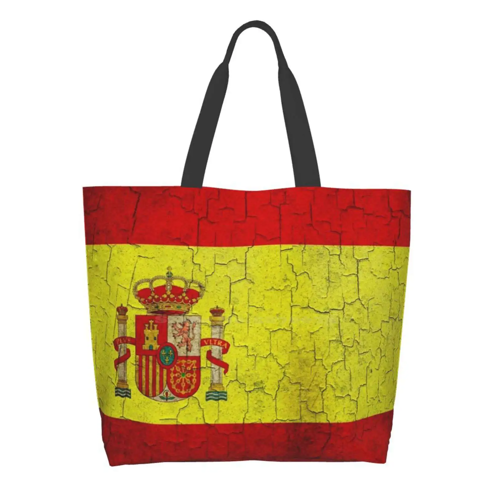 

Cracked Spain Flag Women Totes Shoulder Bags For Travel Girls Handbag Shopper Bag Spain Spanish Aged Country Dirty Faded Flag