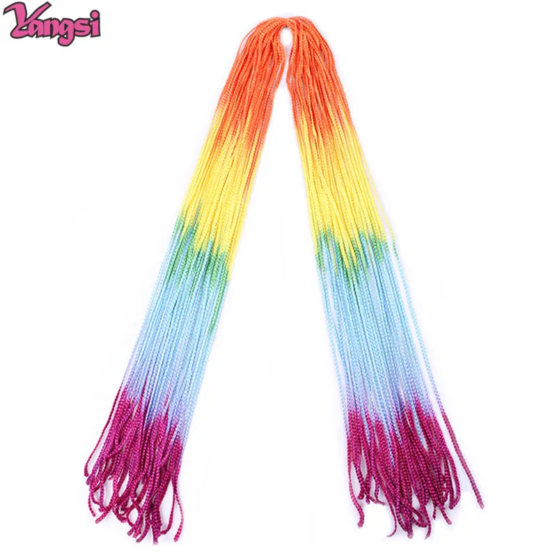 Омбре ZiZi плетеные удлинители волос Синтетические Красочные Синие светлые