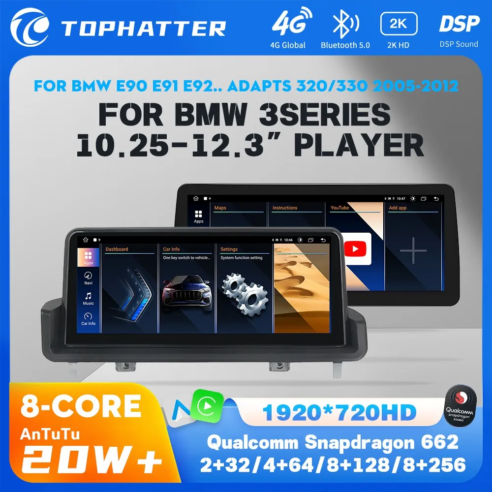 

10.25" Snapdragon 662 Android 12 Car Multimedia For BMW 3 Series E90 E91 E92 E93 Carplay Android Auto Car Radio Video Player