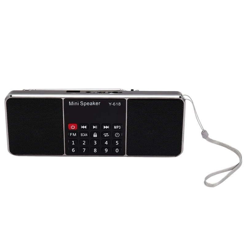 

Y-618 Mini Fm Radio Digital Portable Dual 3W Stereo Speaker Mp3 Audio Player High Fidelity Sound Quality W/ 2 Inch Display Scree
