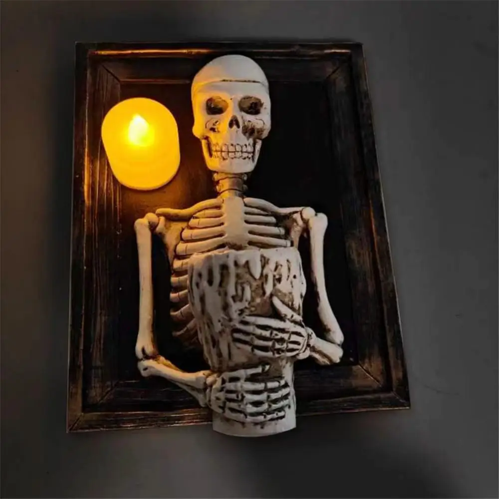 

Хэллоуин, каркас в рамке, беспламенная свеча, лампа, искусственная смола, страшный реквизит, светодиодный светильник, настенное украшение