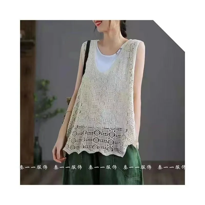 

Жилетка женская тонкая хлопковая с V-образным вырезом и крючком