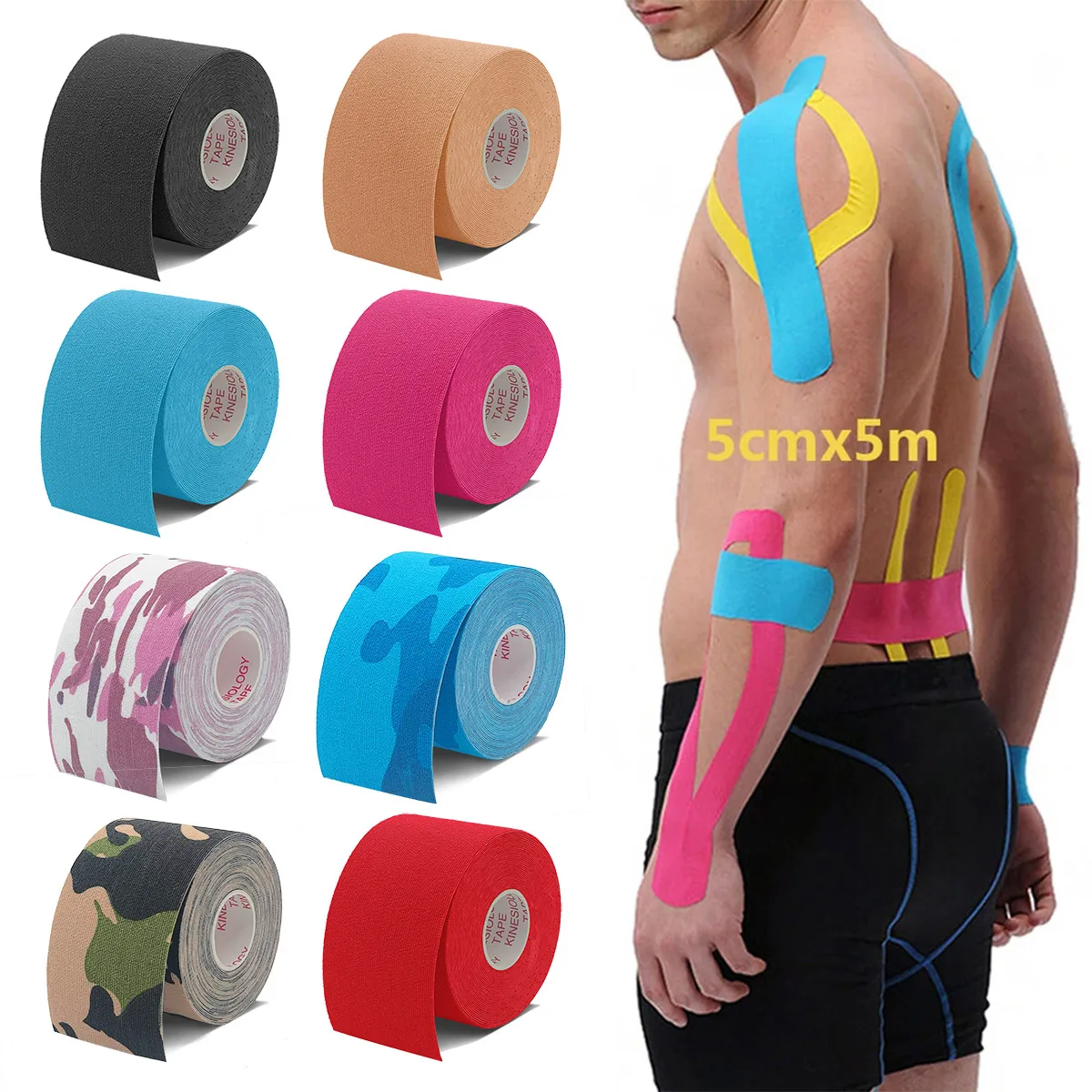 Ленты Kinesio эластичные бандажные наколенники ленты кинезиологические