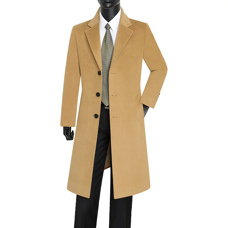 

Korean New Woolen Coat Men Single Breasted Business Casual Suit Collar Trench Clothes Erkek Mont Manteau Homme Hiver Khaki Grey
