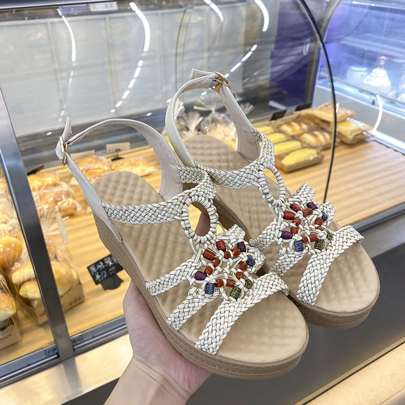 High Heels Shoes Women Platform Sandals Women Sandalias Femininas 2023 New Fashion Wedge Heels Sandals Bohemian Beach Shoes