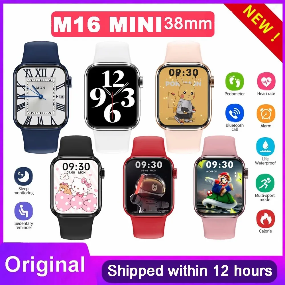 

M16 Mini For IWO Women Men Smart Watch 41mm 1.57" Waterproof Heart Rate Blood Pressure Oxygen Bluetooth Call Smartwatch