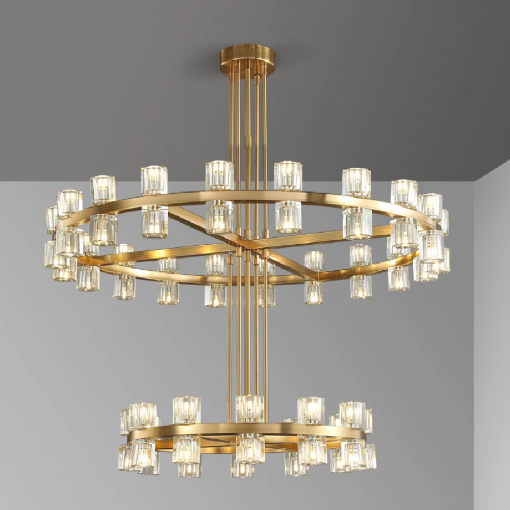 

Подвесная лампа в современном стиле, роскошная медная Хрустальная люминесцентная лампа для домашнего декора, для фойе, гостиной, детской подвески, 2023