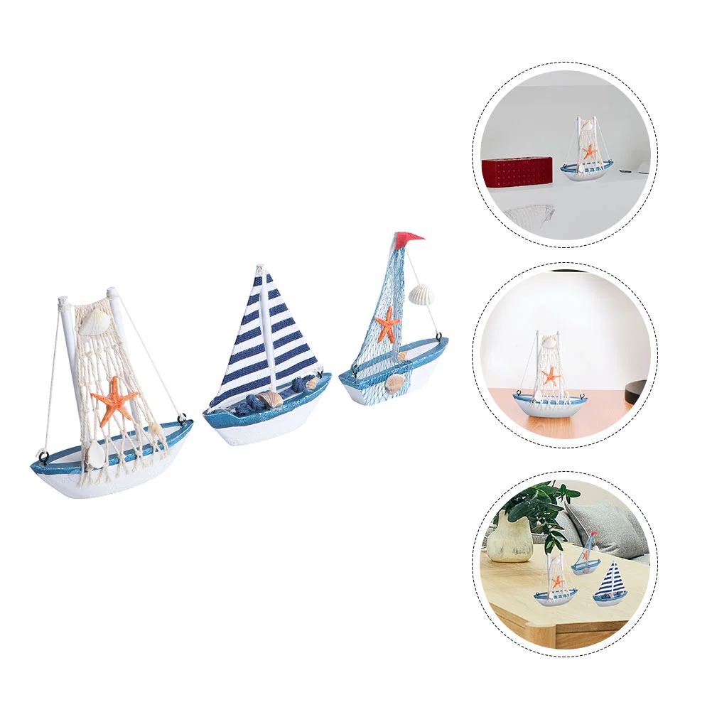 

Sailboat Boat Wooden Sailing Mini Model Ornament Miniature Nautical Ocean Beach Homedecorations Ship Sailboats Decorative Wood