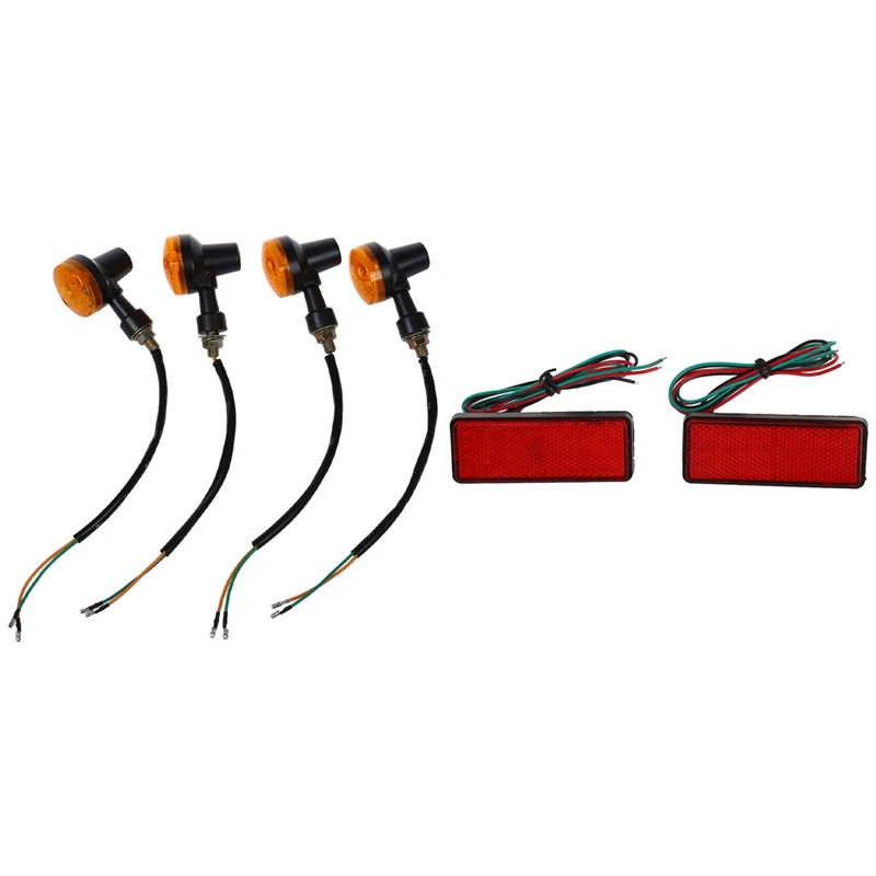 

4 Pcs Motorcycle Motorbike Amber Turn Signal Light & 2 Pcs LED Red Reflector Tail Brake Stop Marker Light