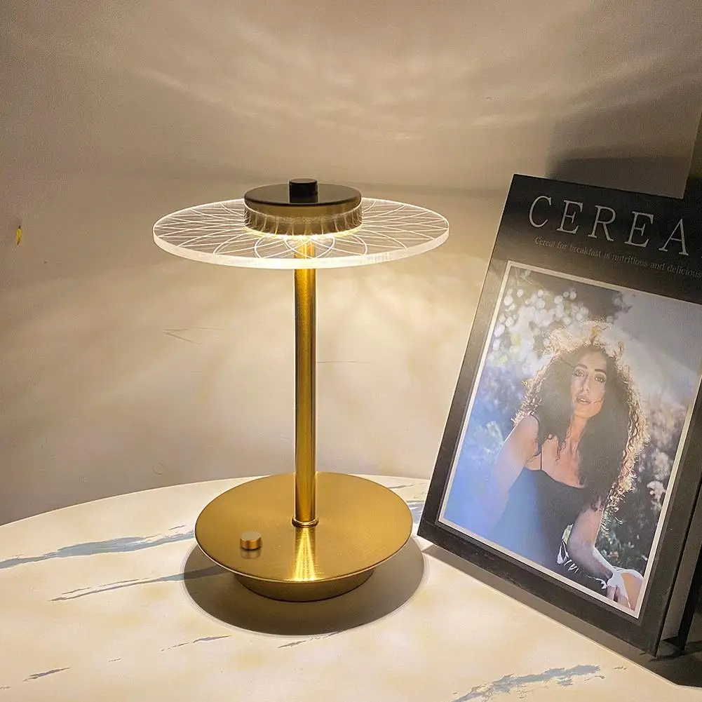

Led Acrylic Crystal Table Lamp USB Rechargeable Touch Sensor Dimming Desk Lights Decorative Bedside Lamp For Restaurant Hotel