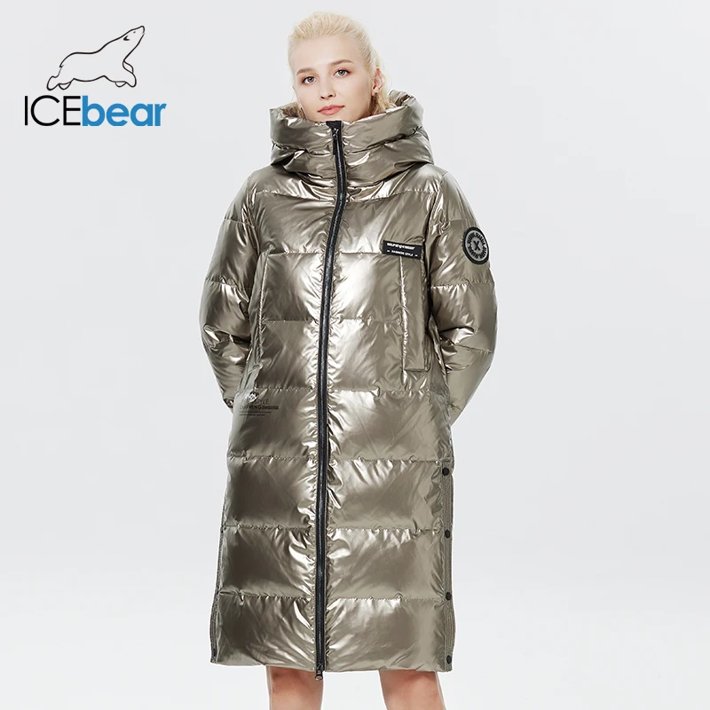 ICEbear 2022 Зимняя Новая удлиненная куртка Модное теплое Женское пальто Повседневная тонкая длинная Брендовая женская парка GWY22527D