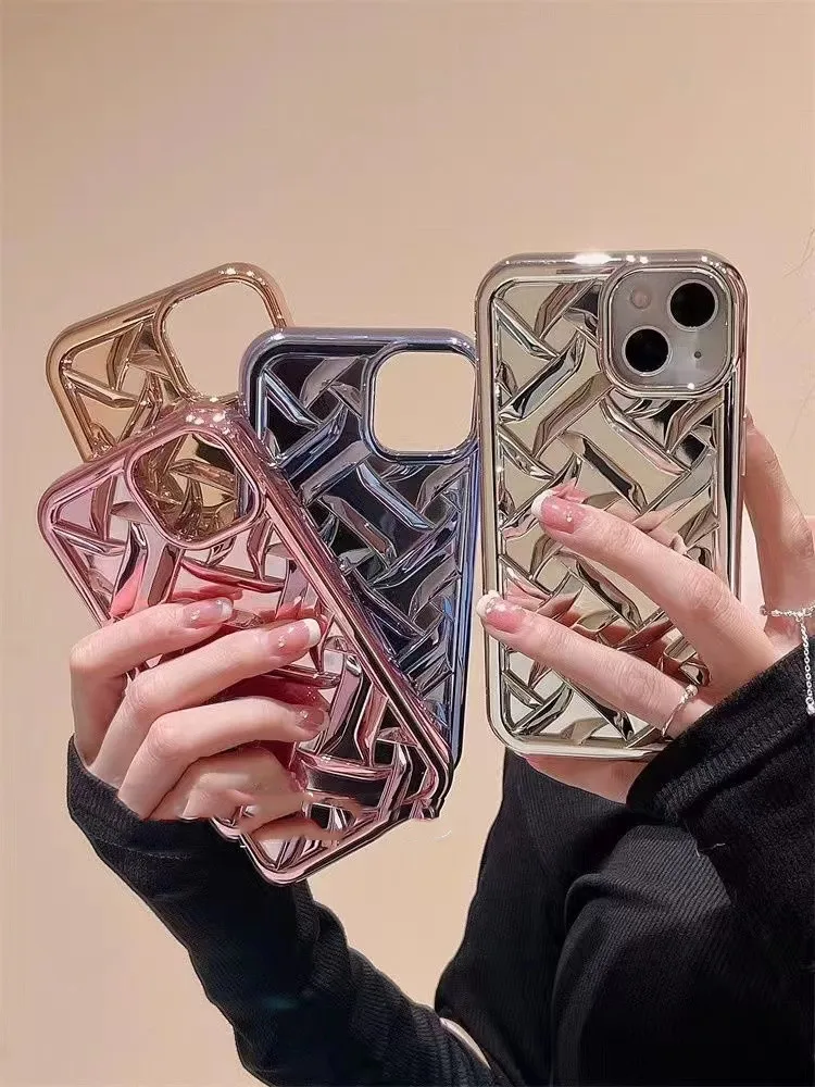 

Роскошный трехмерный Плетеный плиссированный чехол для телефона Iphone 14 13 11 12 Pro Max противоударный мягкий чехол