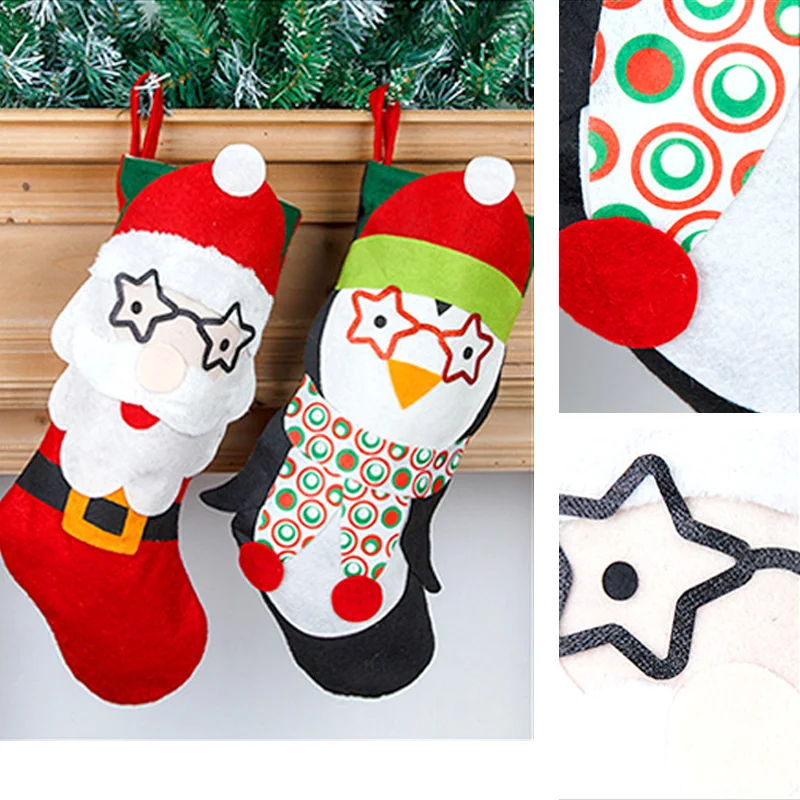 

New Christmas Decoration Cartoon Cotton Christmas Socks Candy Gift Bag Creative Socks Fireplace Decoration New Year 2024