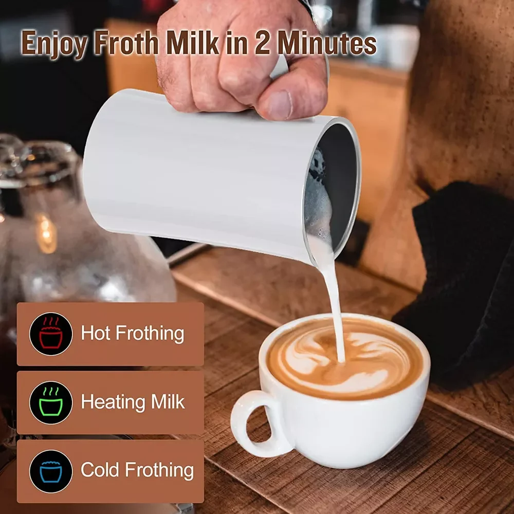 3 in 1 Multifunction Milk Frother 350ml Large Capacity Automatic Milk Steamer for Latte Cappuccino Coffee Foamer Heater Hot Cold enlarge