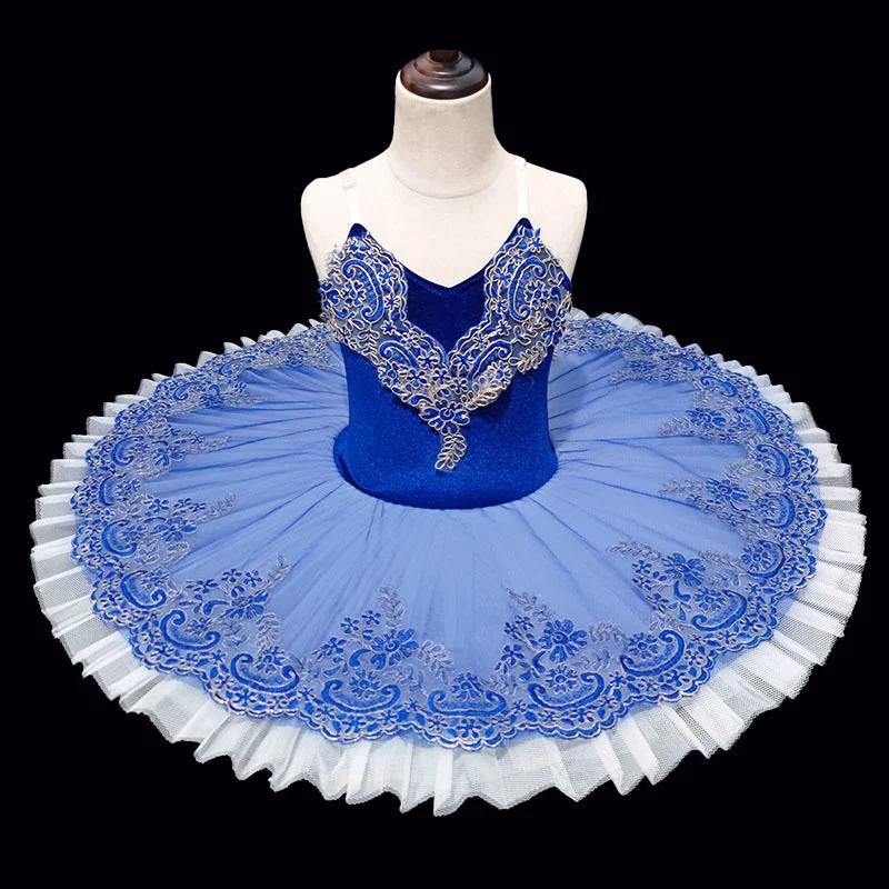 

2022 Blue Bird Royal Blue Professional Ballet Dance Tutu Ruffle Edges Classic Ballet Tutu Dress for Girls & Women Performance