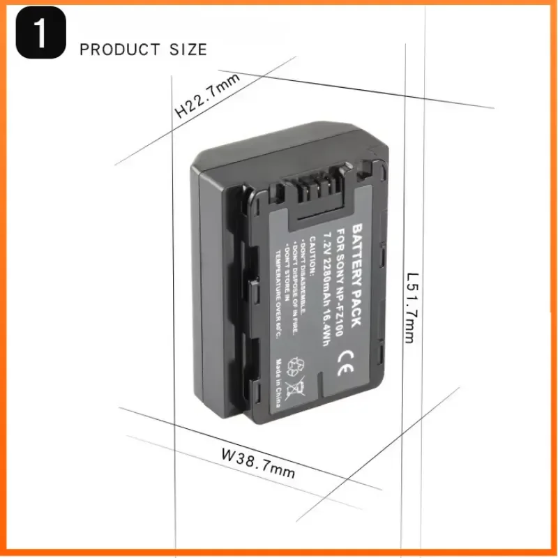 Фото Аккумулятор NP-FZ100 7.2V 2280mAh для камер SONY A1, A7, A8, A9, A9M3, FX30, A7R4, A7R5, A7R4A, A7C, A76, A7S3, 776, 4837, 838, 48 №2