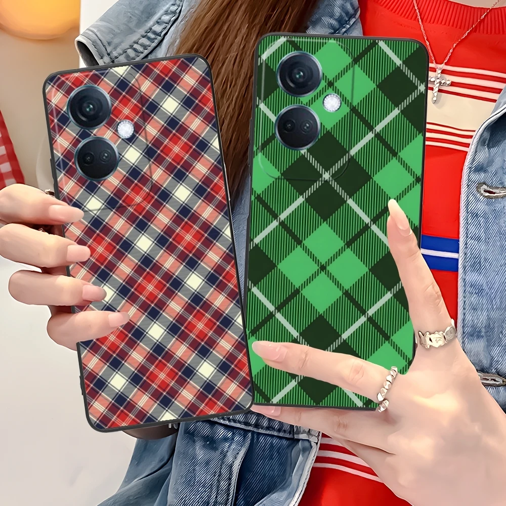 Lattice Grid Texture Mobile Cell Phone Case for OPPO Find X5 X3 X2 A93 Reno 8 7 Pro A74 A72 A53 Black Soft Cover Shell