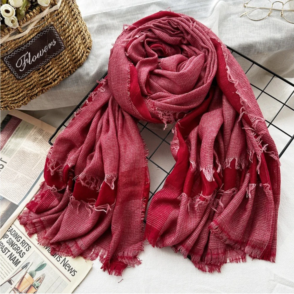 Мусульманская вискозная шаль для женщин вискоза шарф-хиджаб шарф с заусенцами