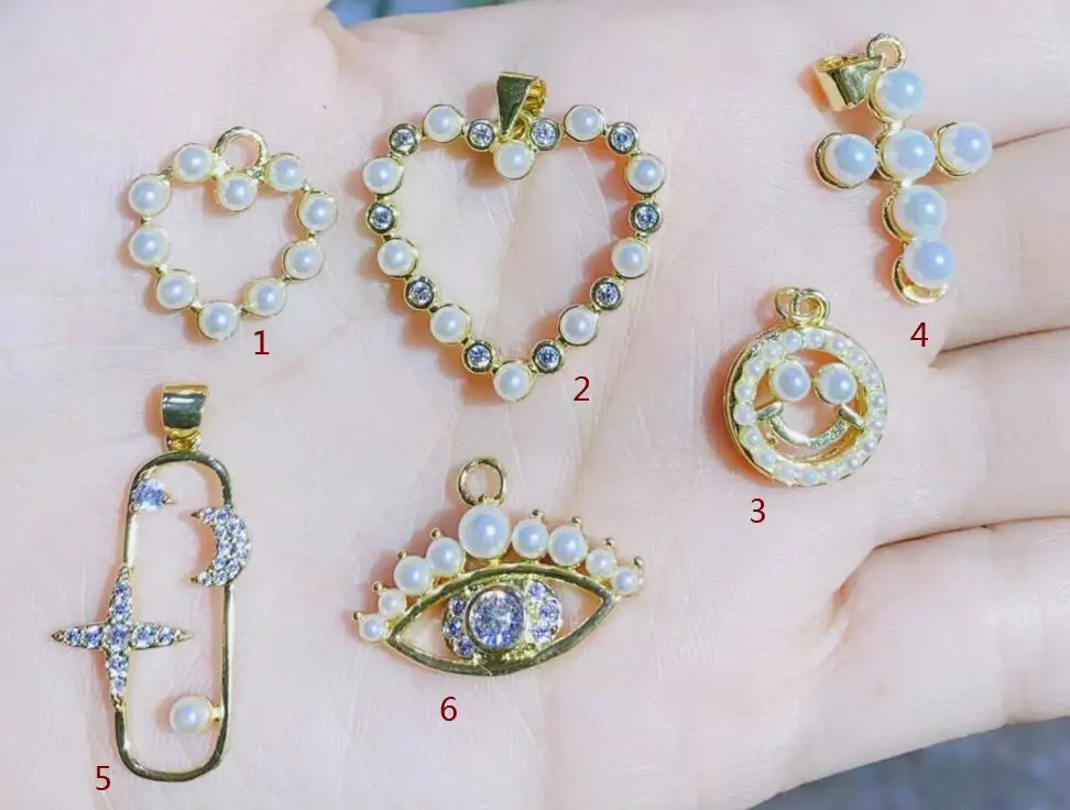 

1 шт. DIY Радужный маленький жемчужный крест Подвеска для женщин ювелирные изделия Сердце CZ для ювелирных изделий Компоненты Ожерелье Подвес...