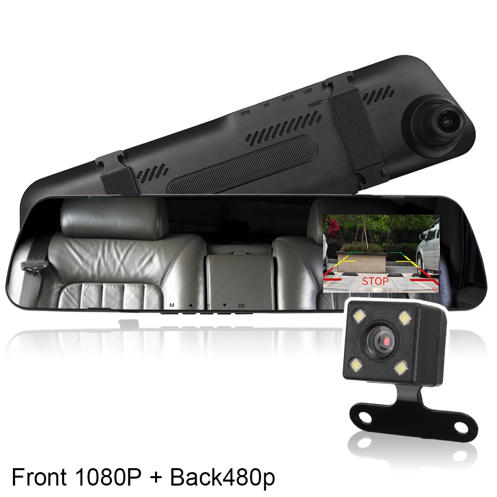 

Car DVR Mirror Dashcam Rear View Dual Lens Reversing Image 1080P 480P 4.3 Inch Dash Cam Camera Full HD Cycle Recording