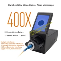 rechargeable 400x micro video fiber end face detector 2000mah long standby mode hy 67 mini video optical fiber microscope